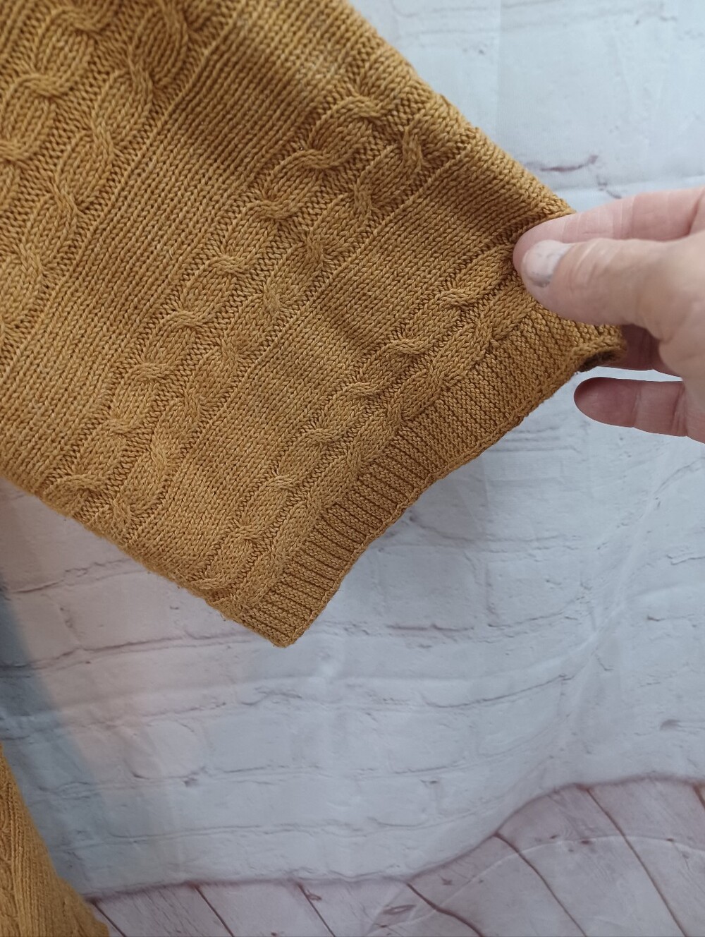 title j.jill camel cable knit open front cardigan xl long textured sweater - Picture 5 of 12
